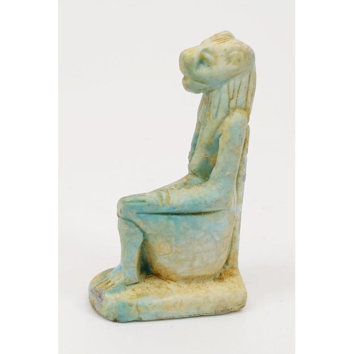 13 - An ancient Egyptian faience amulet in the form of the god Sekhmet, height 35mm. UK shipping £14.