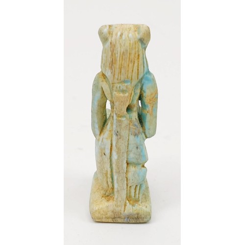 13 - An ancient Egyptian faience amulet in the form of the god Sekhmet, height 35mm. UK shipping £14.