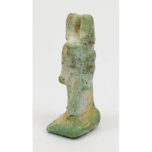 14 - An ancient Egyptian faience amulet in the form of the god Anubis, height 27mm. UK shipping £14.