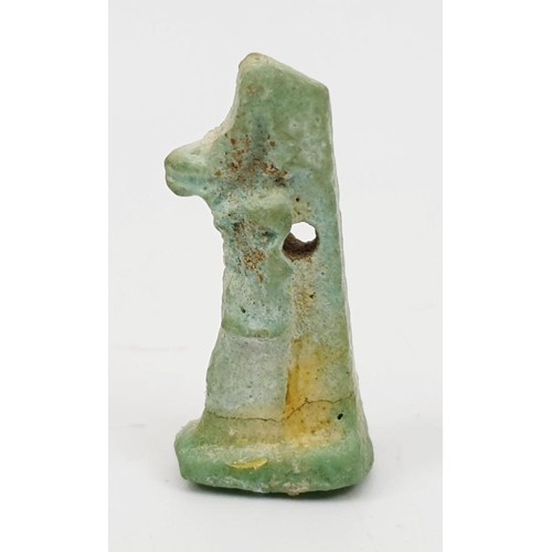 14 - An ancient Egyptian faience amulet in the form of the god Anubis, height 27mm. UK shipping £14.