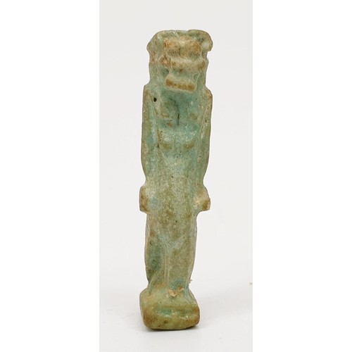 15 - An ancient Egyptian faience amulet in the form of the god Taweret, height 40mm. UK shipping £14.