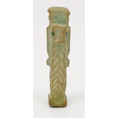 15 - An ancient Egyptian faience amulet in the form of the god Taweret, height 40mm. UK shipping £14.