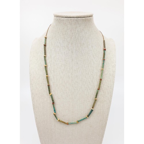 24 - An ancient Egyptian faience bead necklace and bracelet. UK shipping £14.