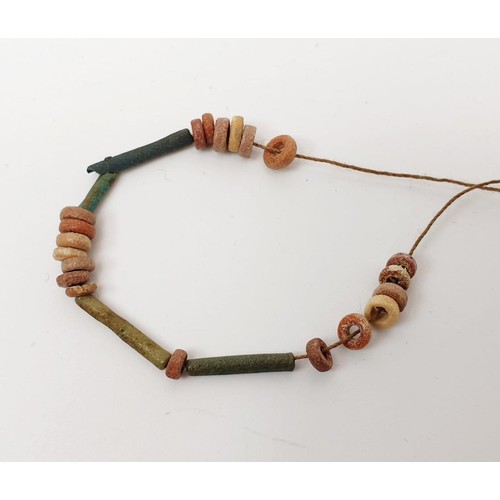 24 - An ancient Egyptian faience bead necklace and bracelet. UK shipping £14.