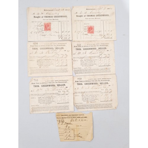 57 - A selection of weigh tickets from Mytholmroyd Station circa 1903. UK shipping £14.