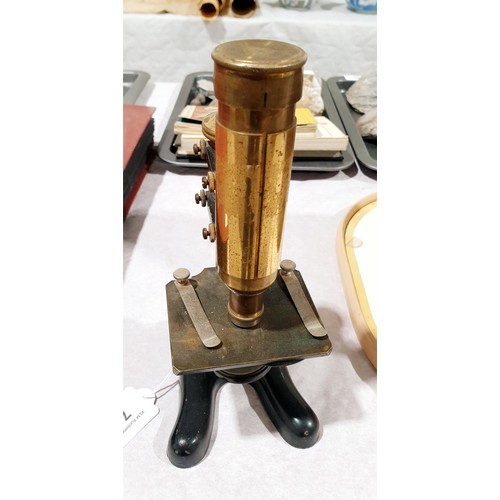 70 - A vintage brass microscope, height 22cm. UK shipping £14.