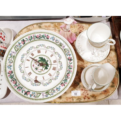 82 - A tray of ceramics including a Royal Albert 