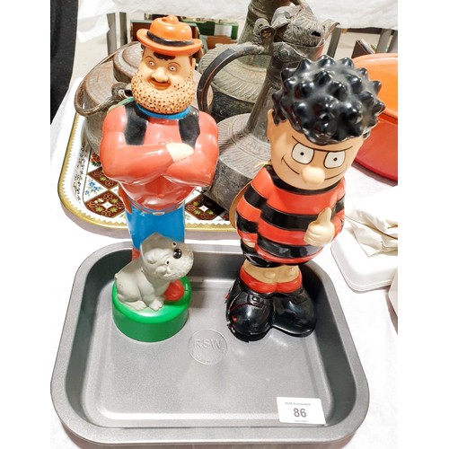 86 - A Desperate Dan full bubble bath bottle, height 27cm, an empty Dennis the Menace bubble bath bottle,... 