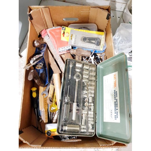 176 - A box of tools and hardware. No shipping. Arrange collection or your own packer and shipper, please.... 