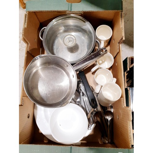 187 - Two boxes of kitchenware and assorted. No shipping. Arrange collection or your own packer and shippe... 