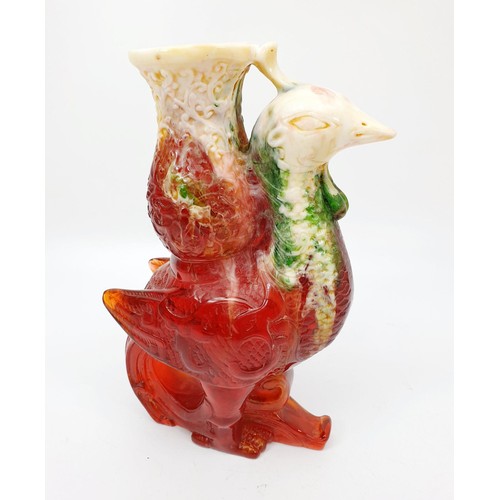 205 - A vintage plastic Chinese vase in the form of a Phoenix, height 18cm. UK shipping £14.