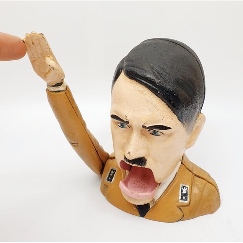 207 - A novelty cast iron nutcracker in the form of Adolf Hitler, height 17.5cm. UK shipping £14.