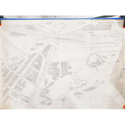 217 - Two large scale Ordnance Survey maps of Sowerby Bridge town centre, circa 1890, 73.5x105.5cm. No shi... 