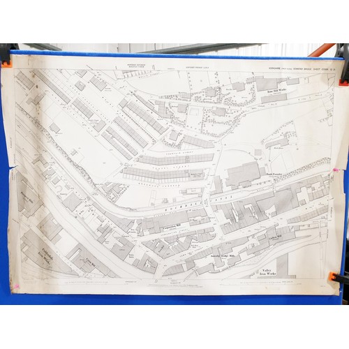 217 - Two large scale Ordnance Survey maps of Sowerby Bridge town centre, circa 1890, 73.5x105.5cm. No shi... 