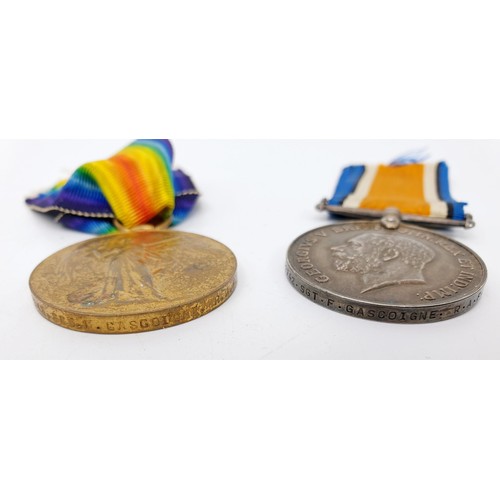 227 - A pair of World War I medals: Victory Medal and War Medal relating to 12742. Sgt. F. Gascoigne. R.A.... 