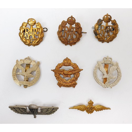 230 - Six cap badges including RAF, The Glider Pilot Regiment, South African Air Force and Army Air Corps ... 