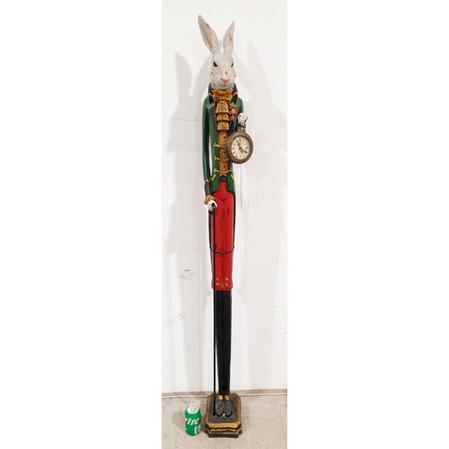 232 - A resin clock in the form of the March Hare from Alice in Wonderland, height 155.5cm. No shipping. A... 