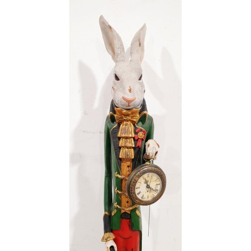 232 - A resin clock in the form of the March Hare from Alice in Wonderland, height 155.5cm. No shipping. A... 