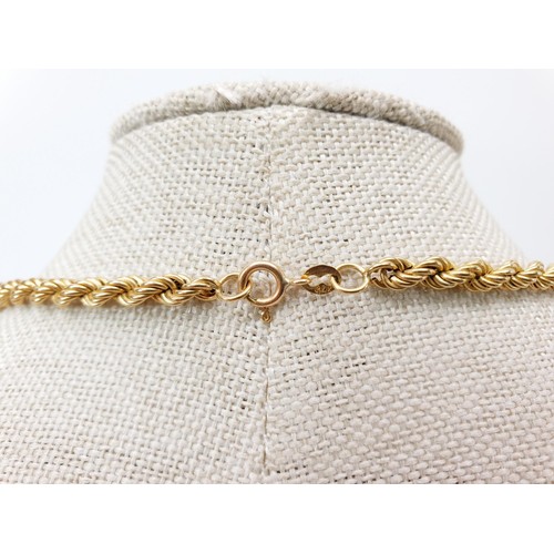 41A - A hallmarked 9ct gold rope twist necklace, length51.5cm, weight 7.1g. UK shipping £14.