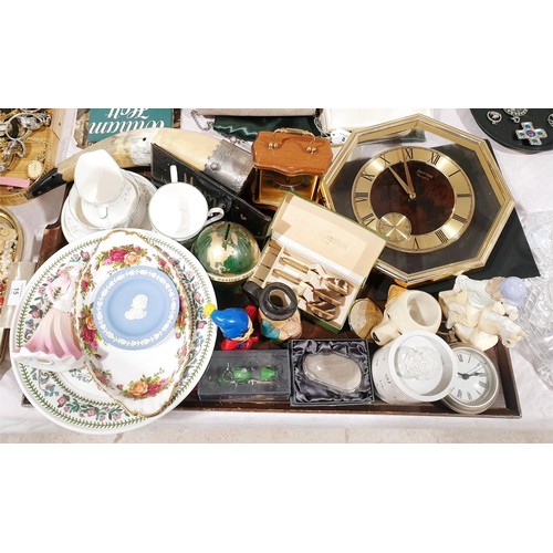 14 - A tray of assorted including Royal Albert, Wedgwood and Swarovski. No shipping. Arrange collection o... 