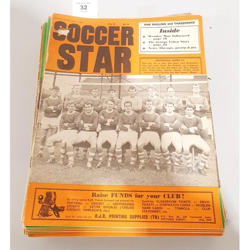 32 - A quantity of 1960s Soccer Star magazine. UK shipping £14.