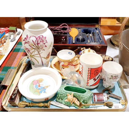 231 - A tray of ceramics and collectables including Royal Doulton and Aynsley. No shipping. Arrange collec... 