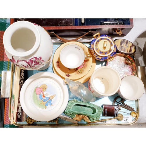 231 - A tray of ceramics and collectables including Royal Doulton and Aynsley. No shipping. Arrange collec... 