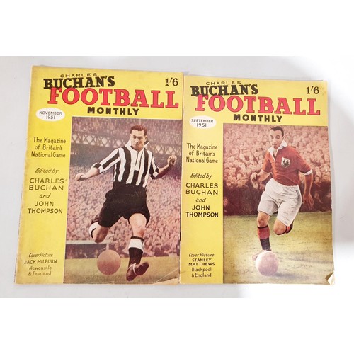 34 - Six Charles Buchan's Football Monthly magazines two dated 1951, a 1966 World Cup souvenir magazine a... 