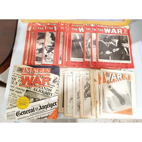 37 - The War Weekly magazines, The War Illustrated magazines, a World War II era photograph and a vintage... 