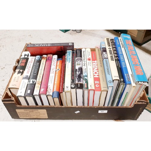 53 - A box of military history books relating to WWI, WWII and other conflicts. No shipping. Arrange coll... 