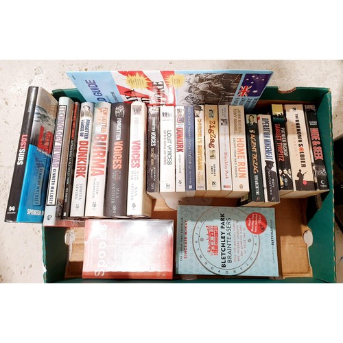 54 - A box of military history books mostly relating to Bletchley Park and WWII spies and deception opera... 