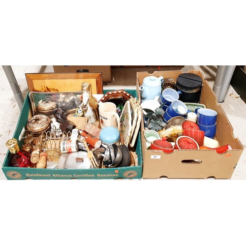 59 - Two boxes of ceramics and assorted including Le Creuset and Denby. No shipping. Arrange collection o... 