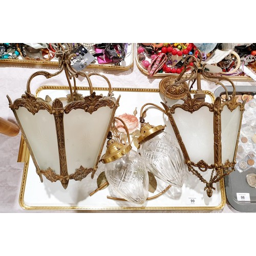 99 - Two ceiling lanterns and two ceiling lights. No shipping. Arrange collection or your own packer and ... 