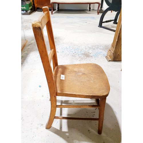 114 - An elm child's chair, height 64cm together with a wooden shelf. No shipping. Arrange collection or y... 