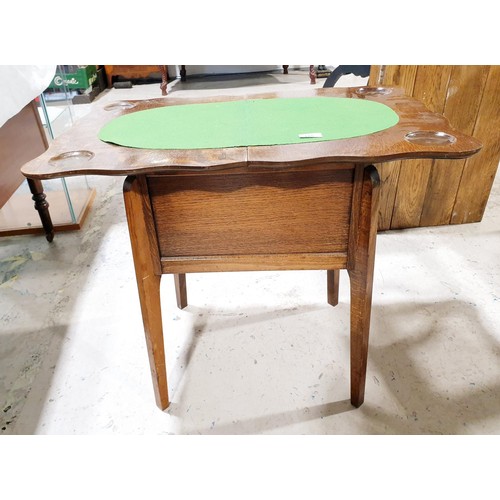 115 - A Morco vintage oak folding games table, height 61cm width extended 73cm. No shipping. Arrange colle... 