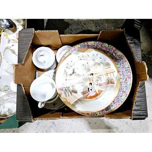 217 - Two boxes of ceramics including collector's plates. No shipping. Arrange collection or your own pack... 