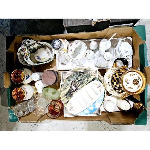 217 - Two boxes of ceramics including collector's plates. No shipping. Arrange collection or your own pack... 