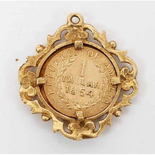 8 - A 9ct gold token from the fantasy Republic of Amalia, marked 1854 and 1 Tallar in a  hallmarked 9ct ... 