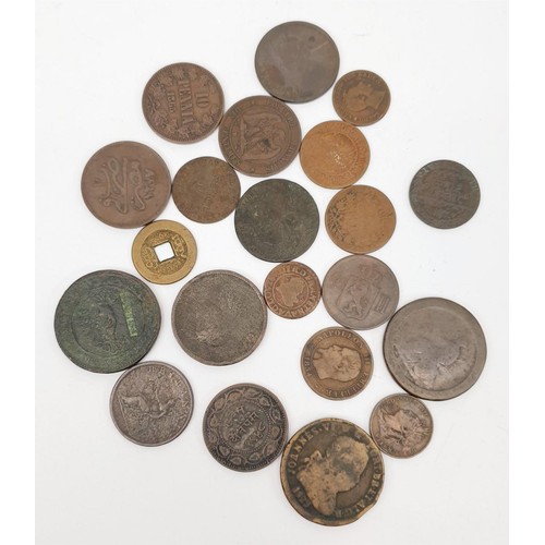 38 - A selection of coins including a 1635 French Double Tournois coin. UK shipping £14.