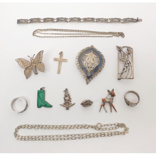 24 - A selection of small silver jewellery, gross weight 62g. UK shipping £14.