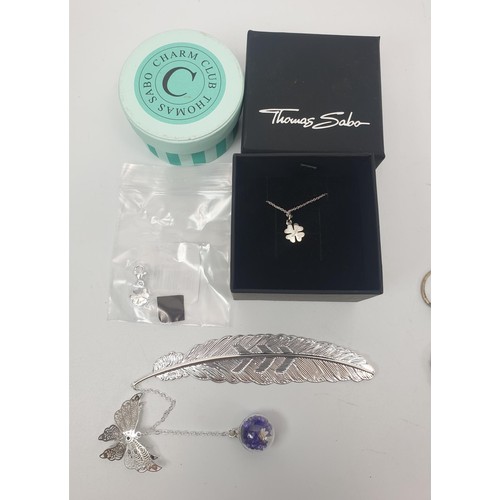 28 - A selection of silver jewellery including Thomas Sabo and a silver plated bookmark. UK shipping £14.