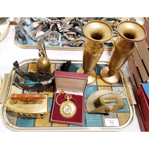 71 - A brass paper weight in the form of a hat with an Australian Military Forces button, length 11.5cm t... 