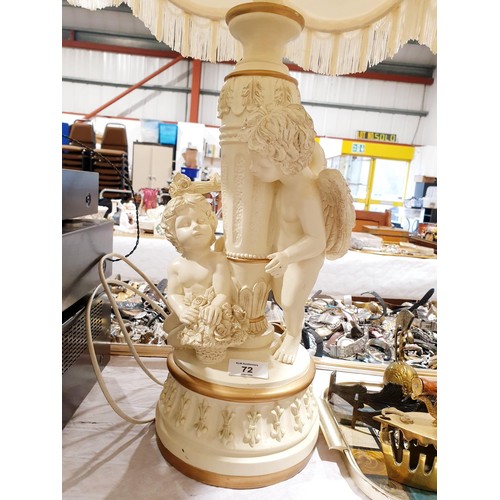 72 - A resin table lamp in the form of a classical column with figures of cherubs, height 79cm. No shippi... 