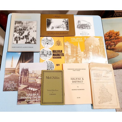 81 - A selection of local Halifax books, plates, a tankard and a tin. No shipping. Arrange collection or ... 