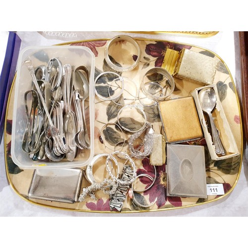 111 - Flatware, cigarette cases and costume jewellery. UK shipping £14.