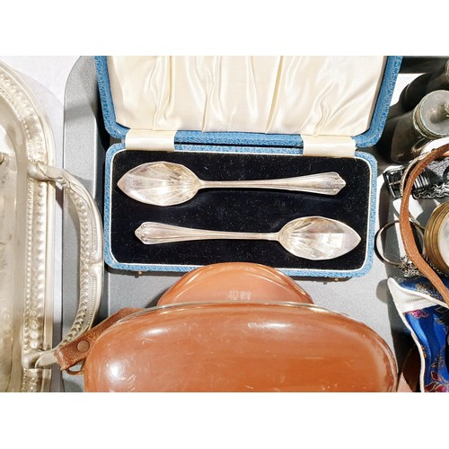 49 - A tray of assorted including an antique ladies silver cased fob watch, A/F, an inlaid tortoise shell... 