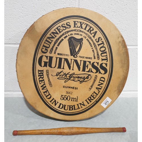 A vintage Guinness branded bodhran drum by Malachy Kearns