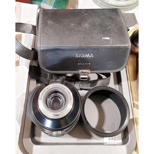 292 - A Sigma mirror telephoto lens, 1:8 S=600mm. UK shipping £14.