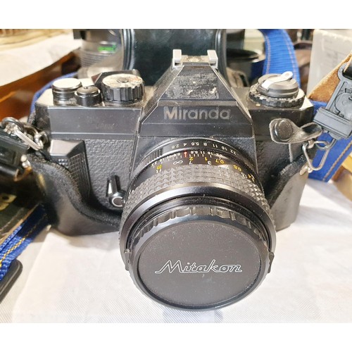 292A - A Miranda MS-1 Super camera with a Mitakon wide MC 28mm lens together with Miranda 28mm and 50mm len... 