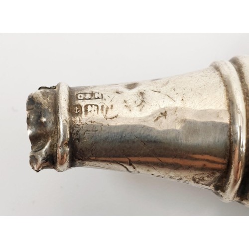 16 - A hallmarked silver rattle, A/F, gross weight 43g, length 13cm, Birmingham assay, date mark rubbed. ... 